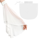Women Long Tulle Chiffon Gloves, Flowy Detachable Sleeve Top for Costume Dress UV Sun Protection, Set Of 2, White