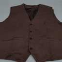 PJ PAUL JONES Men's Western Cowboy Suit Vest Slim Fit Faux Suede Leather Dress Vests Waistcoat for Wedding 2XL