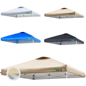 10x10 Canopy Replacement Top, Ez Up Canopy Tent Top Cover with Air Vent and Adjustable Elastic Strap,UV Waterproof for Outdoor Garden Patio Pavilion Sun Shade(Top Sidewall Only) (Khaki)