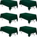 BRILLMAX 6 Pack Hunter Green Tablecloths 60 x 102 Inch for 6ft Rectangle Tables - 150 GSM Polyester Fabric, 15" Standard Drop, Water, Stain & Wrinkle Resistant Cloth Cover for Wedding Dining Buffet