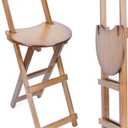 Folding Bamboo Bar Stools Counter Barstools with Backrest and Footrest Foldable Wooden Bar Stool Folding Dining Chair for Home Kitchen Breakfast Counter, 1PC