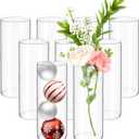9 Pack Glass Cylinder Vases 10 Inch Tall Clear Flower Vases for Centerpieces, Hurricane Floating Candle Holder Wedding Decorations, Floral Simple Vase Bulk for Party Home Decor (3.35 x 10 Inch)