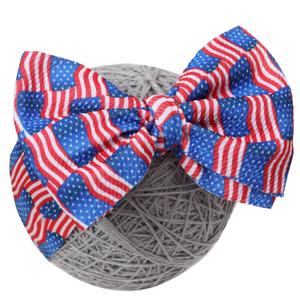 4th of July Baby Girl Bows,Large Double Bows Headband with Star Handmade Stretchy Hairbands for Newborn/Infant bows,or 1-3 Year Kids