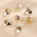 4 Pack Glass Cabinet Knobs and Pulls, Oval Crystal Cabinet Knobs for Dresser Drawers, Brushed Nickel Kitchen Egg Shape