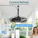Outdoor Ceiling Fan with Light for Patios, 21"Gazebo Fans Outdoor Hanging, IP65 Waterproof Plug in Ceiling Fan Works with Alexa & Google Assistant, for Patio Gazebo Porch Pergola, 3CCT Dimmable