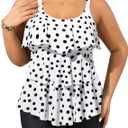 Yonique Women's Plus Size Tankini Swimsuits with Shorts Two Piece Bathing Suits Ruffle Swimsuits Tummy Control Swimwear (White) 22W