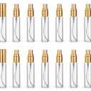 20 Pack Set 10ML Protable Refill Bulk Atomizer Spray Travel Perfume Bottle Hydrating Empty Bottle (Gold Caps)