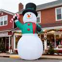 15 FT Christmas Inflatables Snowman Outdoor Decorations, Blow Up Snowman with Candy Cane Yard Decor for Garden Lawn Xmas Party
