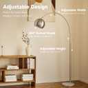 CO-Z Modern Floor Lamp for Living Room, Brushed Nickel Arc Floor Lamp with LED Bulb, Marble Base Contemporary Tall Lamp for Living Room Couch Sofa, Height Up to 69 Inch