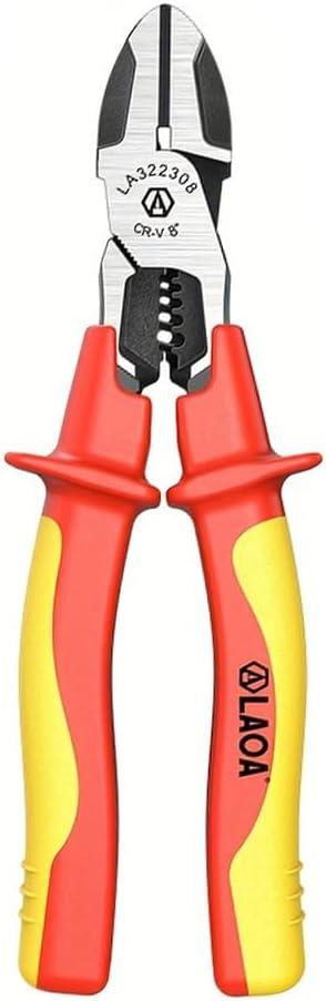 LAOA 1000V Insulated Multifunctional Pliers | Wire Cutter, Stripper, Crimper with 60CR-V Steel Heavy Duty Electrician Tool for Auto Repair, Electronics & Tight Spaces