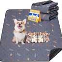Sunheir Washable Pee Pads for Dogs 2-Pack Reusable Puppy Pads Pet Training Pads, Waterproof Dog Pee Pads for Crate, Whelping Pad, Non-Slip Protects Against Urine Leakage (Leaves - Deep Grey, 31x36)