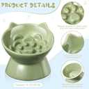 Funnymoom 2 Pcs Ceramic Raised Slow Feeder Cat Bowl, 5.91inch Elevated Cat Slow Feeder Bowl Tilted Anti Vomiting for Dry Wet Food and Water Easy to Clean High Edge(Green, Blue)