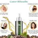 JSK Organic Castor Oil for Hair Growth, Eyelash Serum, USDA Certified Cold-Pressed Unrefined Hair Oil, 100% Pure Hexane-Free, 3.3 Oz Glass Bottle with Bonus Silk Hair Bonnet