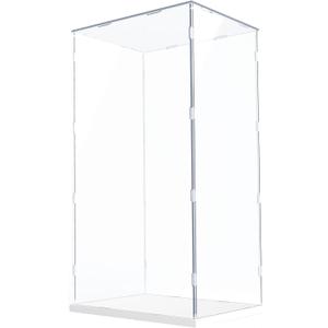 DuvinDD 29 inch Tall Acrylic Display Case for Bearbrick 1000% Large Doll, for Lego NASA Artemis 10341 42221, Clear Display Box for Collectibles, Dustproof Protective Showcase with White Base