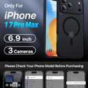 4 x Magnetic Shockproof for iPhone 17 Pro Max Case,Upgrade[Camera Protection][Compatible with Magsafe][Non-Slip][Mil-Grade Protection] Slim Translucent Matte Phone Case for iPhone 17 Pro Max,Black