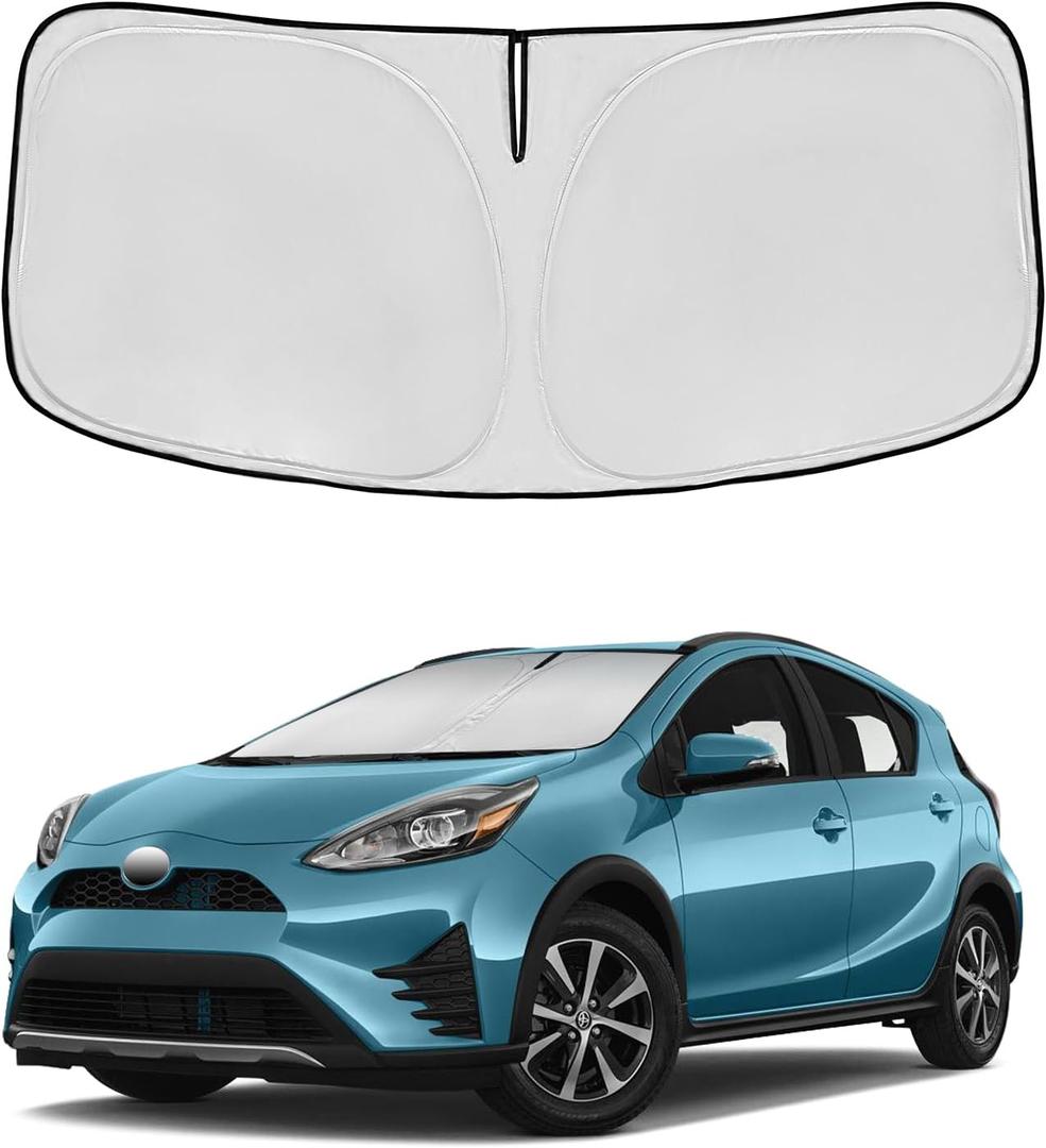 Toyota Prius Windshield Sunshade 2016-2022, Front Window Sunshade Custom Fit Prius Hatchback Accessories Sun Visor Foldable Shade Blocks UV Rays Must Have Accessories (Not for PriusC or PriusV)