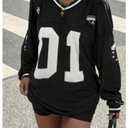 Milumia Women's Mesh Oversized Long Sleeve Jersey Shirt Y2k Number Graphic Tees Blokette T Shirt Top Streetwear Black X-Small (Black, XS)