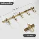 WINCASE Antique Brass Towel Hook, Brushed Brass Wall Hook Rail, 5 Hooks Antique Coat Hook Rail Hanger Bathroom Robe Hooks Rack Wall Mounted