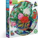eeBoo: Piece and Love Bouquet and Birds 500 Piece Adult Round Jigsaw Puzzle, Jigsaw Puzzle for Adults and Families, Includes Glossy and Sturdy Pieces