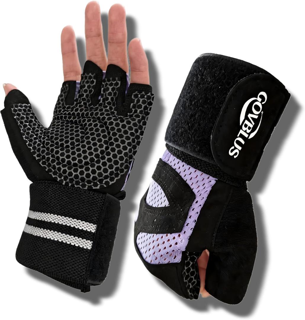 Workout Gloves for Men and Women,Gym Gloves for Weight Lifting with Wrist Support,Exercise,Rock Climbing, Biking,Training,Fitness,Pull up,Fingerless, Breathable and Snug fit