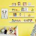 PHOENANCEE Long Floating Shelves for Wall 47 Inch,Real Wood Picture Ledge with Lip Set of 4,Photo Frame Storage Display for Living Room Nursery Bedroom Bathroom Kitchen Home Office Decor (White)