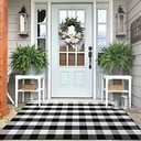 IOHOUZE Buffalo Plaid Checkered Rug 4x6 Ft Front Door Mats, Washable Area Rugs for Front Porch Decor, Spring Summer Welcome Mats Outdoor, Black White Rug for Farmhouse/Entryway/Home Entrance