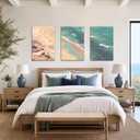 Motivilla 24x16 In Canvas Wall Art Set of 3, Coastal Sea Beach | Easy to Hang Canvas, Boho Sea Beach in Summer For Bathroom, Bedroom, Living Room Or Beach House