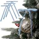 Ribbli Velvet Christmas Tree Bows 24 Pcs Dusty Blue Vintage Wreath Ribbon Bows for Door Garland Home Decor - 5 x 7 Inch, 3/8 Inch Wide