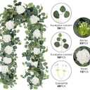 yanstar 6Pcs Artificial Rose Vine Garland with Green Leaves, Elegant Wedding Gift Set, Hanging Fake Roses Vine for Wedding Birthday Baby Shower Anniversary Decor