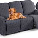 TAOCOCO Recliner Sofa Covers Stretch Reclining Couch Cover, Jacquard Recliner Couch Cover for 3 Seat Furniture Protector Sofa Slipcovers with Elastic Bottom for Kids, Pets (Dark Grey)