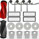 17 Pcs Replacement Parts Accessories Kit,Compatible With Roborock Qrevo Curv/Qrevo Edge Qrevo S5V Robot Vacuum,1 Roller Brush, 4 Hepa Filters,4 Side Brush,4 Mop Pads,4 Vacuum Bags