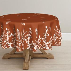 Horaldaily Fall Tablecloth 6060 Inch Round, Thanksgiving Autumn Harvest Caramel Wild Flowers Table Cover for Party Picnic Dinner Decor