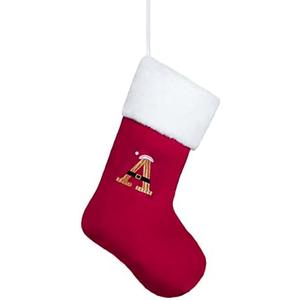 Beyond Your Thoughts Personalized Embroidery Monogram Initial Human Christmas Stockings 1 Pack Durable Christmas Ornament Bag for Family Decorations Red and Gold Letter A