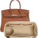Felt Purse Organizer insert for birkin 35 bag organizer Handbag Insert (Beige, BK35)