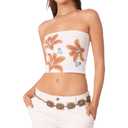 Women Y2k Tube Top Summer Strapless Bandeau Crop Top Aesthetic Going Out Tops A1 White M (M)