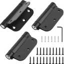 3-1/2 Inch Self-Closing Door Hinges, 3.5"x 3.5" Stainless Steel Adjustable Mortise Spring Door Hinge with 5/8" Radius Corner Matte Black-Pack of 3