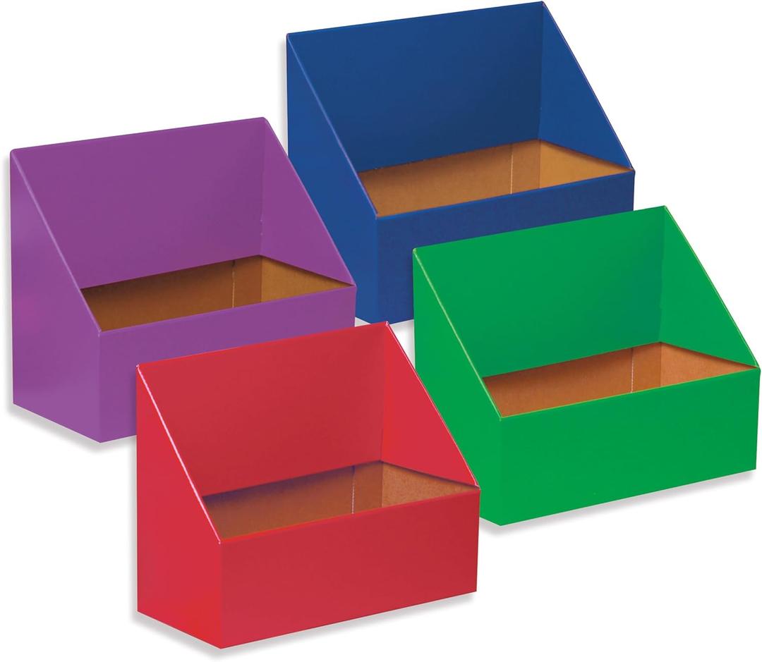 Classroom Keepers Folder Holder Assortment, Assorted Colors, 9-3/4"H x 12"W x 5-3/4"D, 4 Pieces, red, green, blue, and purple