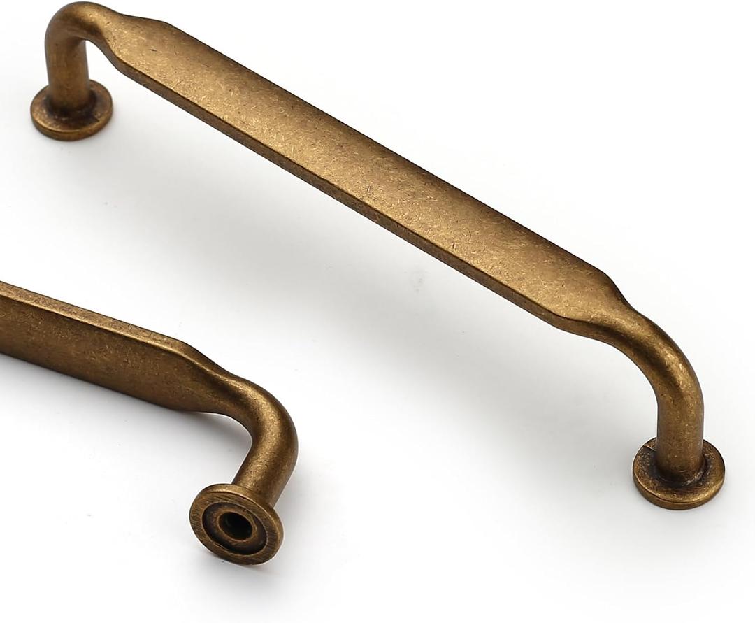 Asidrama 10 Pack 5 Inch(128mm) Antique Brass Kitchen Cabinet Handles, Cabinet Pulls Kitchen Cabinet Hardware for Cupboard Drawer Pulls (5" Hole Center)