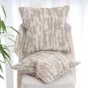 OYIMUA Beige and White Fluffy Decorative Pillow Covers 16x16 Set of 2 | Soft Luxury Accent Throw Pillows for Living Room Couch Bed | Modern Boho Cushion Covers Farmhouse Pillow Cases