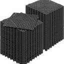 Happybuy Interlocking Tile 55PCS Black, Drainage Tiles 12" x 12"x 0.6 Splicing, Soft PVC Interlocking Floor Tiles, Non-Slip Drainage Holes for Restroom, Bathroom, Kitchen, Pool, Wet Area