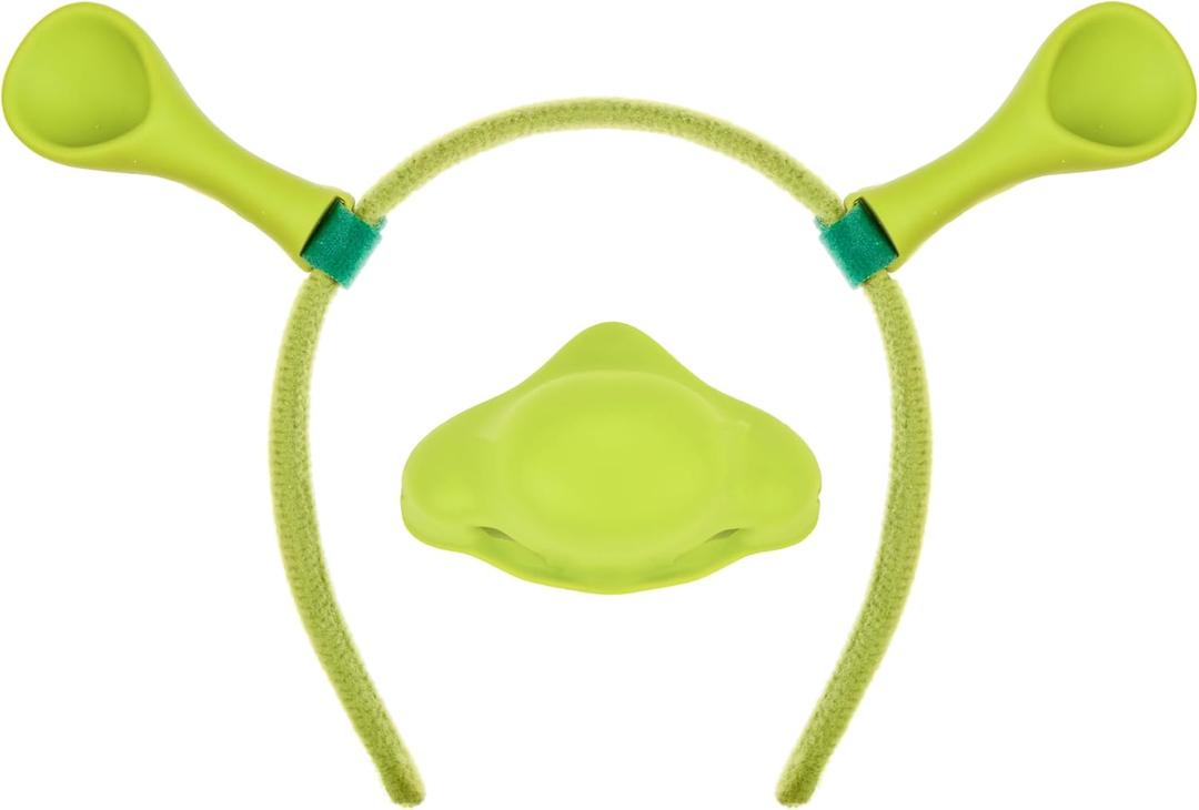 Halloween Costume Accessory Set with Green Antenna Headband and Silicone Nose Piece, Cosplay Party Dress Up Kit (Green)