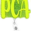 Pack of 3, Arakulago Nurse PCA Badge Reel Retractable Medical Assistant Nursing Student Badge Holder with ID Clip Accessories RN CNA Glitter Gold Acrylic Name Badge Clip Doctor Hospital ID Name Card Pl66Ye