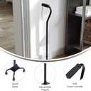 Flash Furniture Hercules Height Adjustable Quad Cane, Foam Padded Handle, 4-Pronged Base, Lightweight Aluminum Frame, Left or Right Handed Use, Black