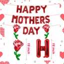 4 x Red Happy Mothers Day Balloons 16 Inch Mothers Day Balloons Red Rose Balloons for Mother's Days Party Decorations