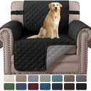 H.VERSAILTEX Reversible Chair Covers Water Repellent Chair Slipcover for Dogs Pets Furniture Protector Cover with Elastic Strap Durable and Washable Seat Width Up to 21"(Armchair, Black/Grey)
