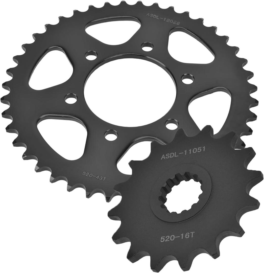 Front and Rear Sprockets Front 16 Rear 43 Tooth Replacement for Kawasaki ZX-6R ZX600 ZX636