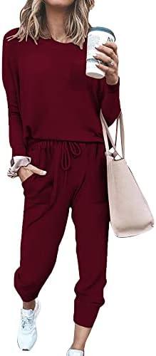 Bofell Christmas Outfits for Women 2022 Lounge Sets 2 Piece Sweatsuits Sets Casual Red M