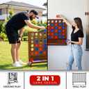 Giant Wooden 4 in A Row Game with Folding Catch Tray, Wall-Mountable or Ground Play, Indoor Outdoor & Backyard Game, Includes Carry Case and Detachable Legs