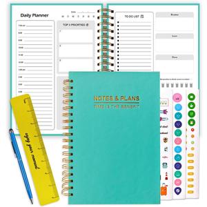 7" x 10" Undated Hourly Planner journal, Daily Planner, Notebook With Hourly Schedule, Weekly and Monthly Planner Spiral Bound,Weekly To Do List Notebook with Goal & Habit Tracker Organizer