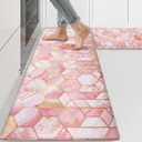 Kitchen Mats for Floor 2PCS, Non-Skid Waterproof Kitchen Mat, Cushioned Comfort Standing Mats for Kitchen Floor, Office, Laundry, Sink, Home Marble-4